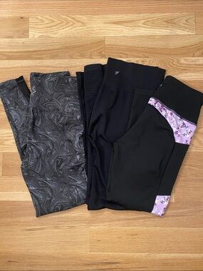 BSP Black Marble Leggings with Pockets M